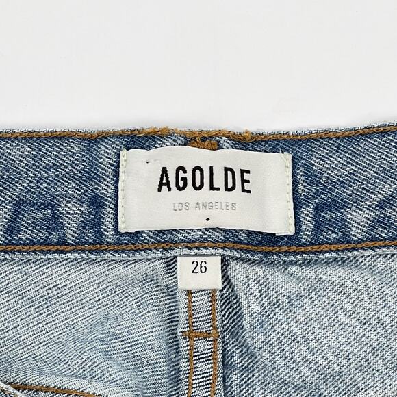 AGOLDE Relaxed Bootcut Mid Rise Jeans Curio Wash Women’s Size 26 Raw Hem - Picture 4 of 6